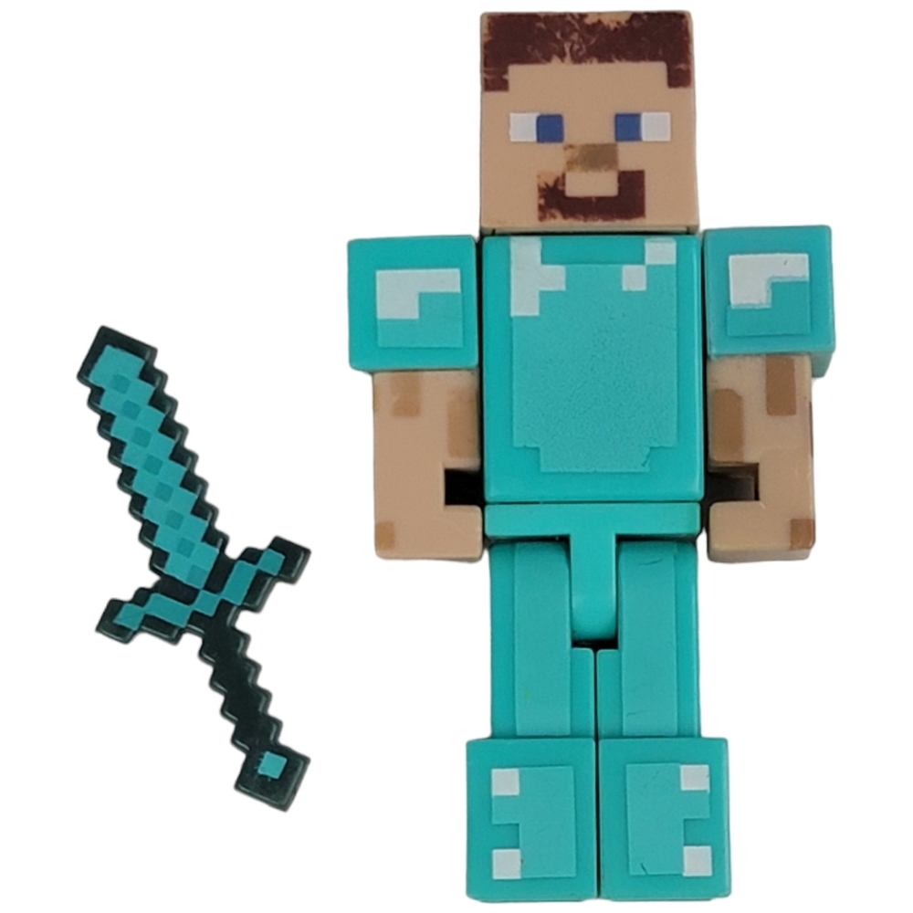 Minecraft Overworld Steve w Diamond Armor 2.5" Figure Series 2 Fully Articulated